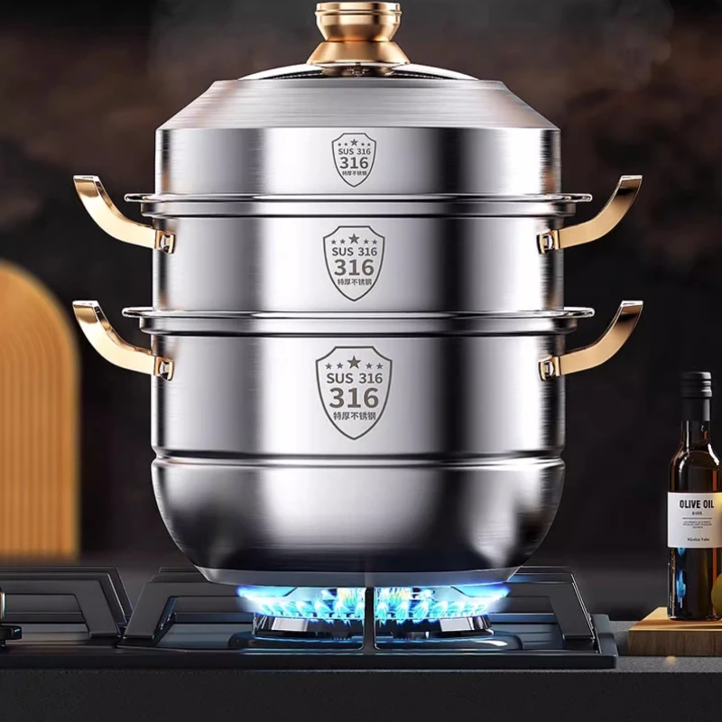 Home Cooking Cookbook - 316 스테인리스 스틸 스팀 냄비, 40cm