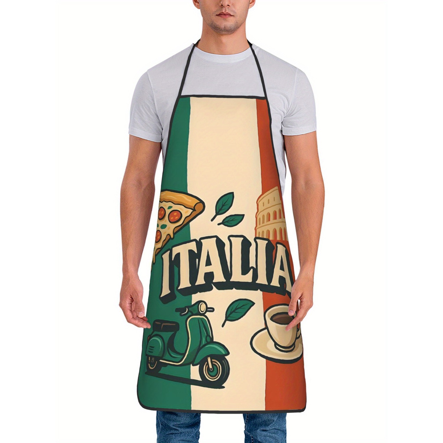 Home Cooking In Italian - 레트로 이탈리아 국기 주방 앞치마 피자