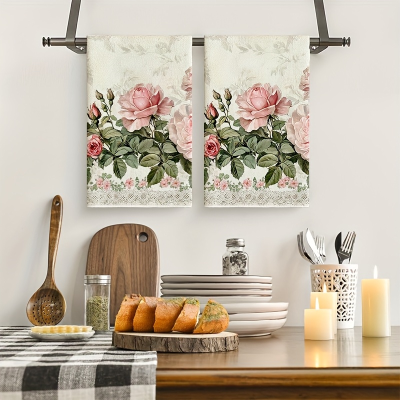 2개, 빈티지 레이스 핑크 로즈 주방 타월, 40Cm* - Home Cooking Cookbook 리뷰 및 가격